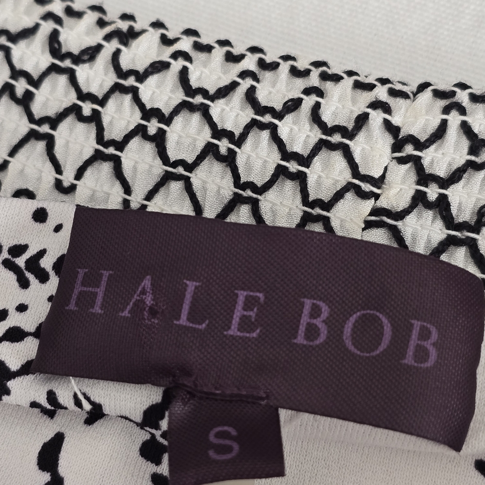 Hale Bob Strapless Maxi Dress Black White Paisley Pink Embroidered Drawstring S - Picture 2 of 14